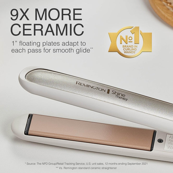 Remington Shine Therapy 1 inch Hair Straightener Iron, Flat Iron Infused with Argan Oil &amp; Keratin, Professional Ceramic Flat Iron for Less Frizz, Shines and Smooth, Styling Tools
