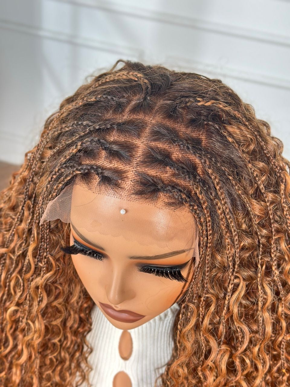 5x5 closure braided human hair wig (250% density)