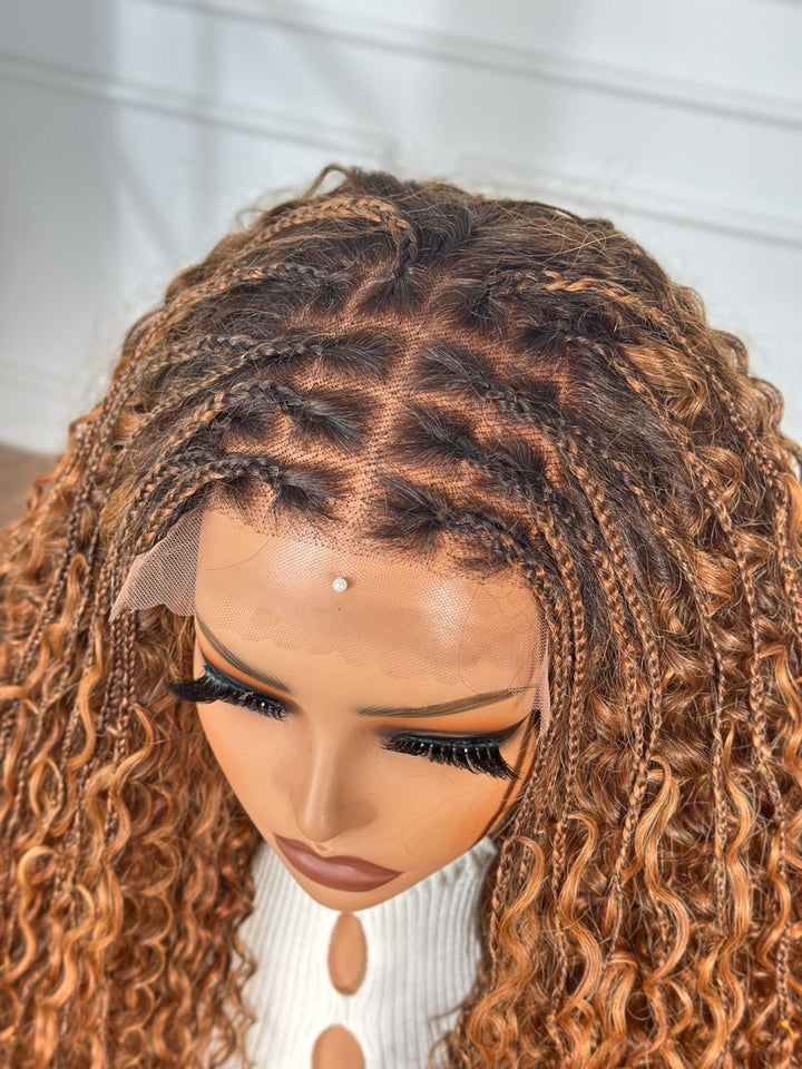 5x5 closure braided human hair wig (250% density)