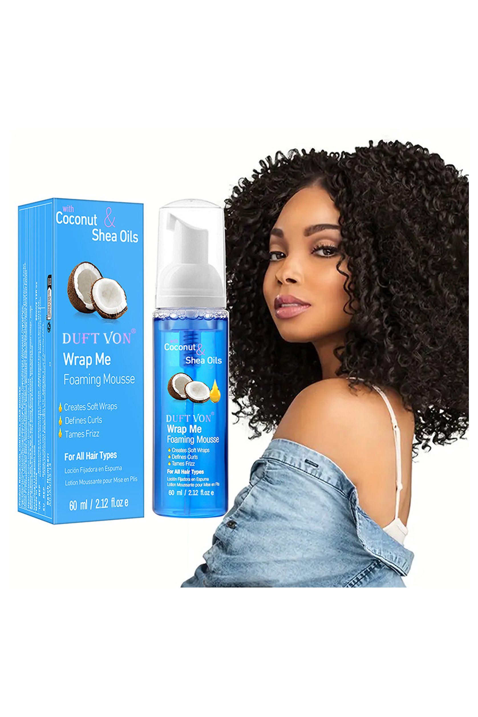 Organic Curl Defining Mousse Alcohol-Free Gel Foam Anti-Frizz Strong Hold Moisturizing Formula Humidity Block Technology Curly
