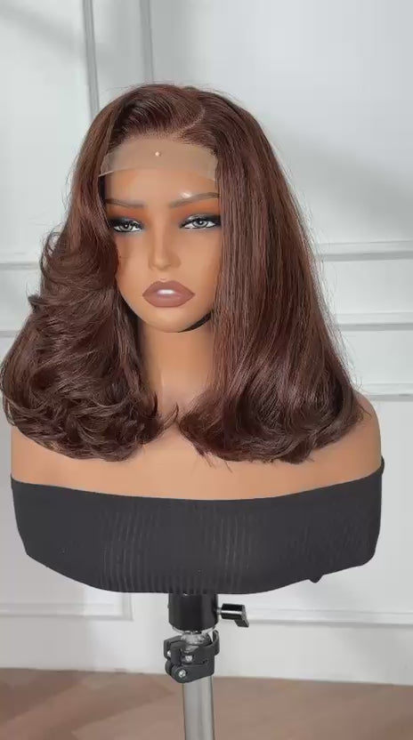 Color bouncy 4x4 closure wig 14”